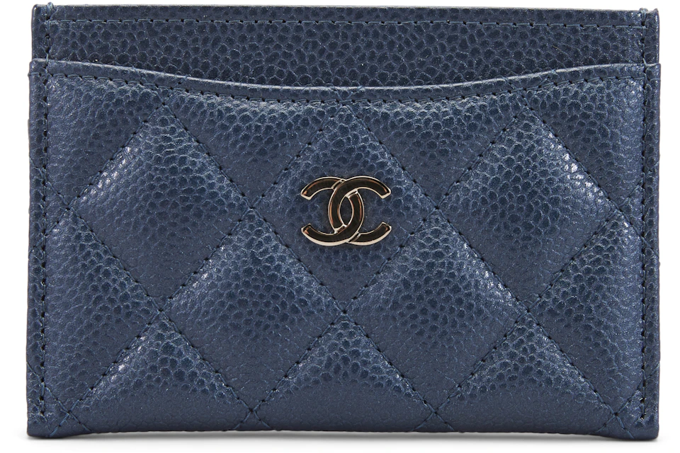 Chanel Card Holder Quilted Iridescent Caviar Blue in Caviar Leather with  Light Gold-tone - US