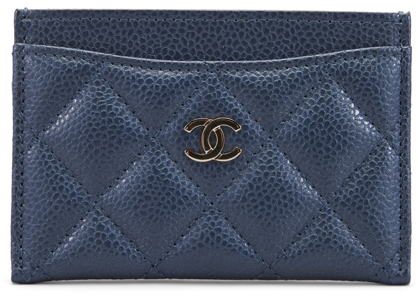 Chanel Card Holder Quilted Iridescent Caviar Blue in Caviar Leather with  Light Gold-tone - US