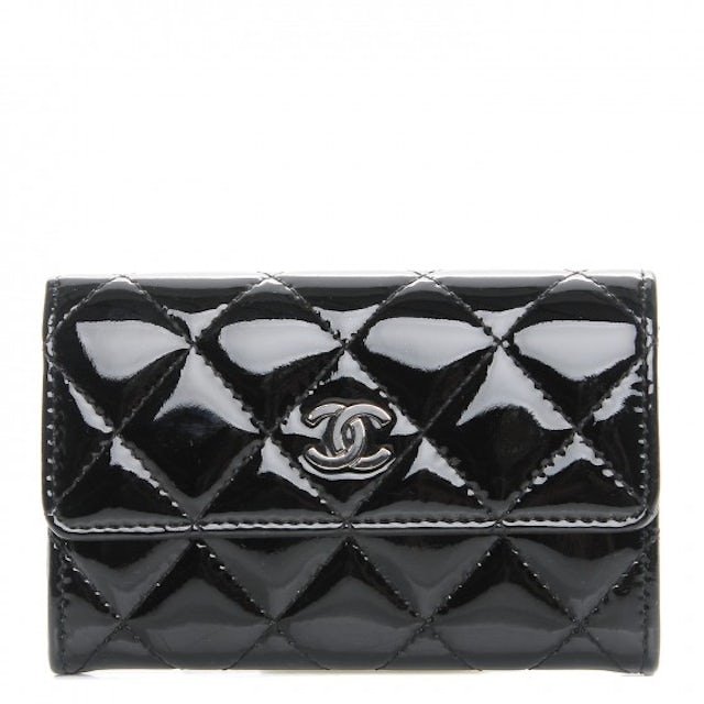 Chanel Card Holder Wallet Quilted Diamond Black in Lambskin with
