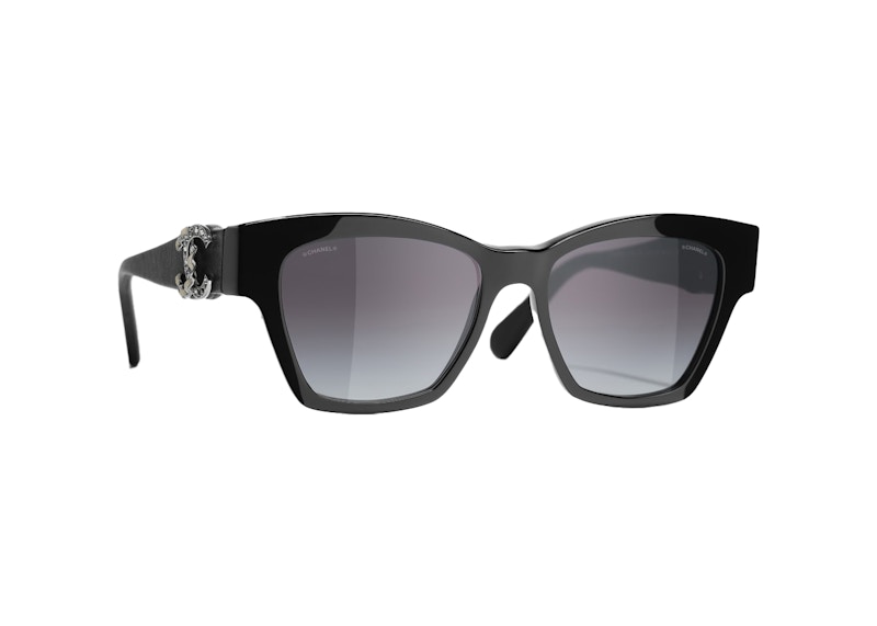 Chanel Cat Eye Sunglasses Black Grey 5456QB C501 S6 in Acetate with Silver tone US