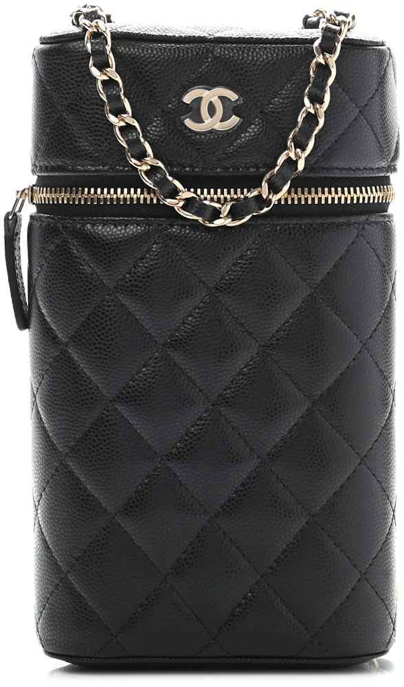 Chanel Rose Quilted Caviar Leather O-Phone Holder with Chain Bag