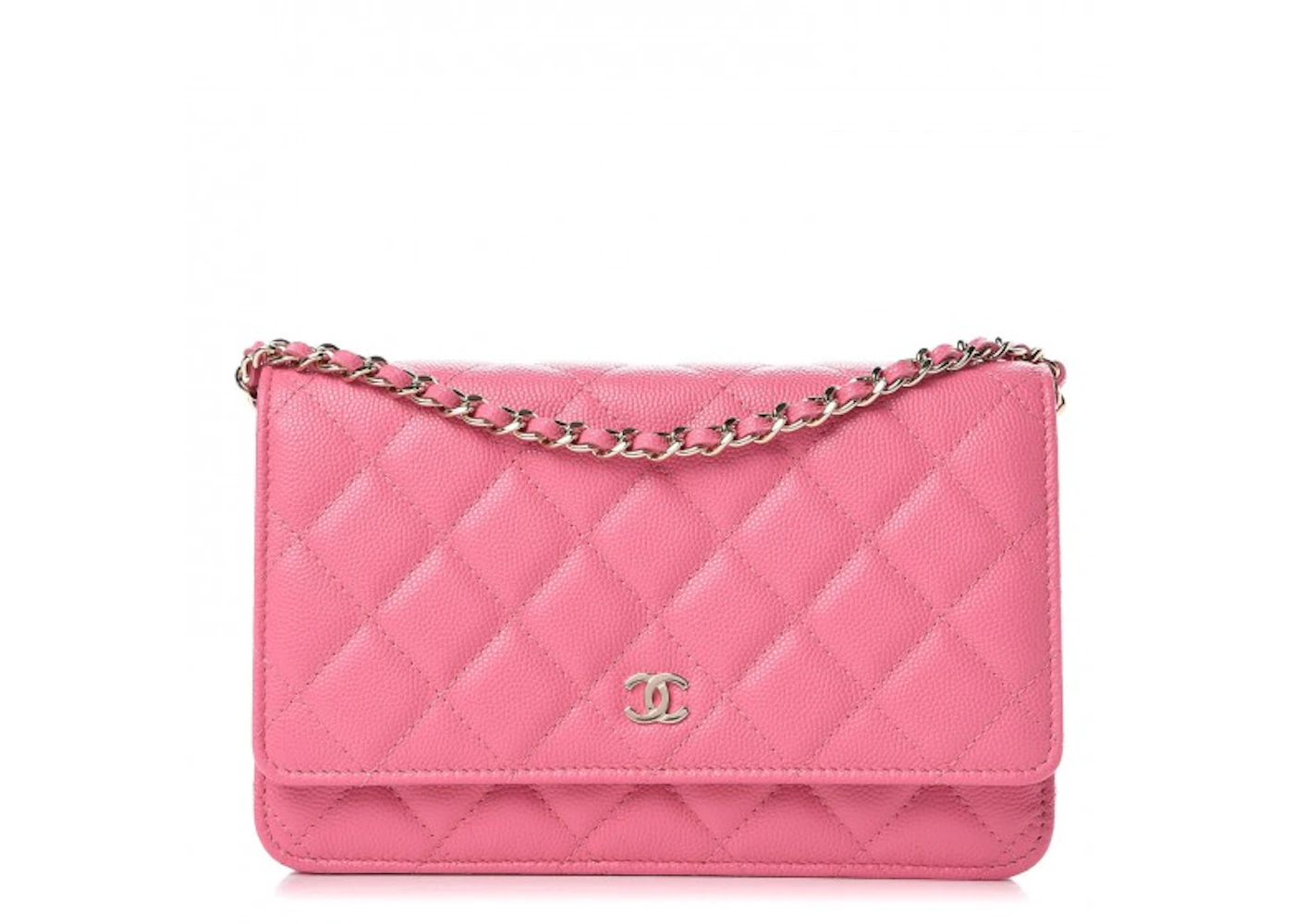 Wallet On Caviar Pink in Caviar with Gold-tone - US