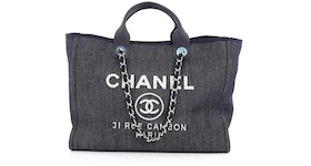 Chanel Deauville Chain Tote Large Dark Blue