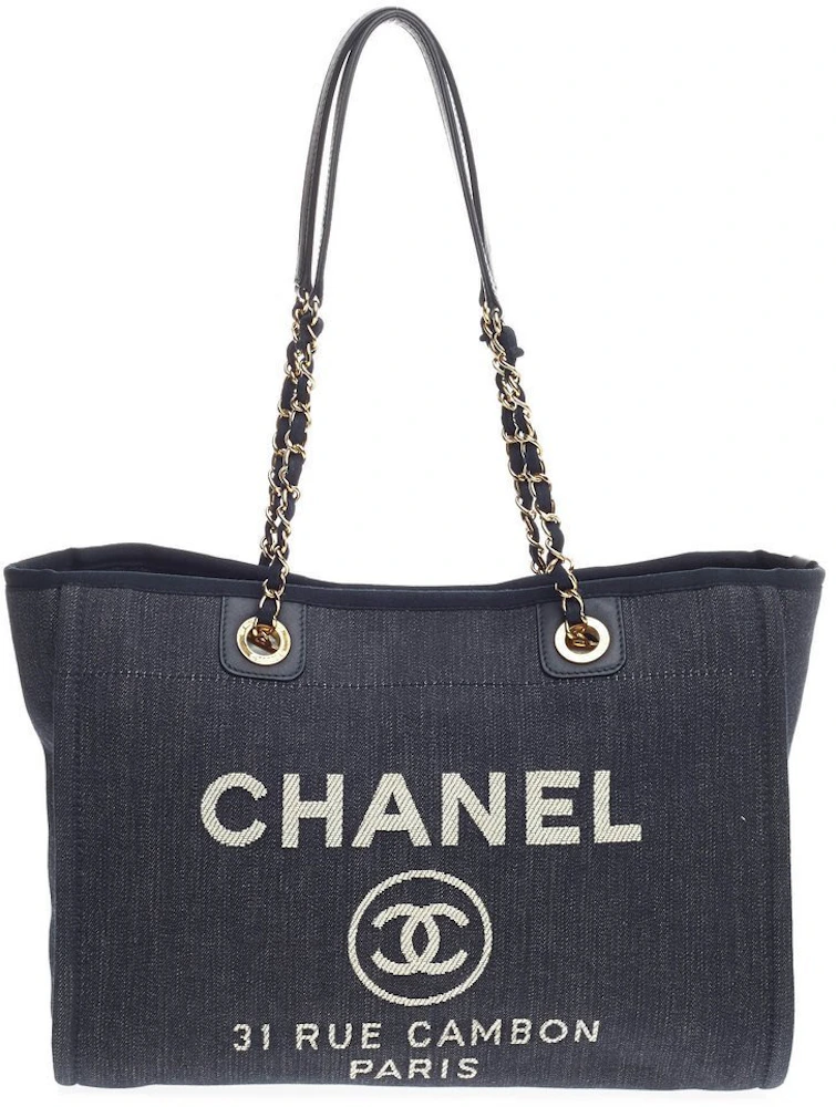Chanel Chain Tote Deauville Small Dark Blue - US