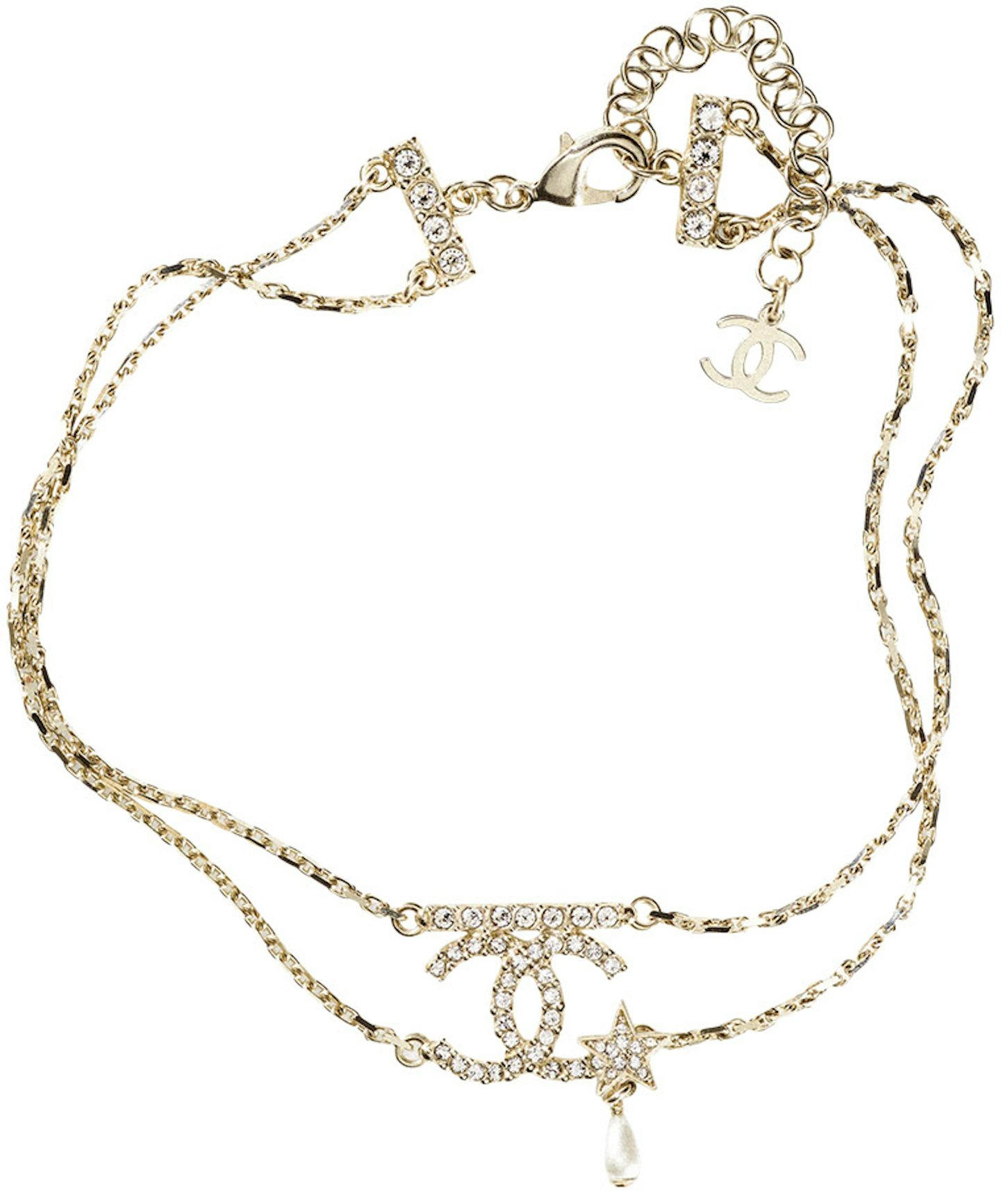 Chanel Choker Necklace AB8050 Gold/White in Gold Metal/Glass Pearl