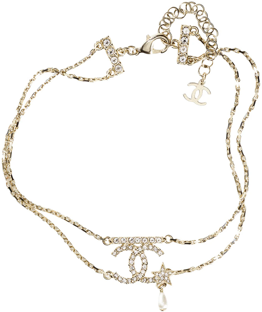 Chanel Choker Necklace AB8050 Gold/White in Gold Metal/Glass Pearl/Crystal  with Gold-tone - US