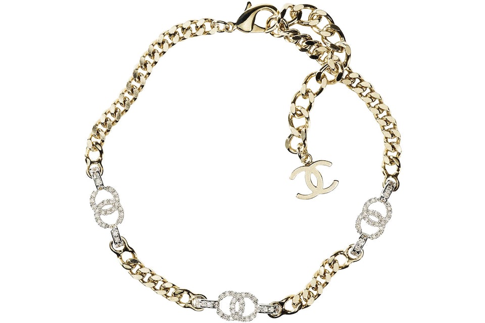 Chanel Choker Necklace AB8287 Gold/Silver/Crystal in Metal/Crystal with Gold-tone  - US