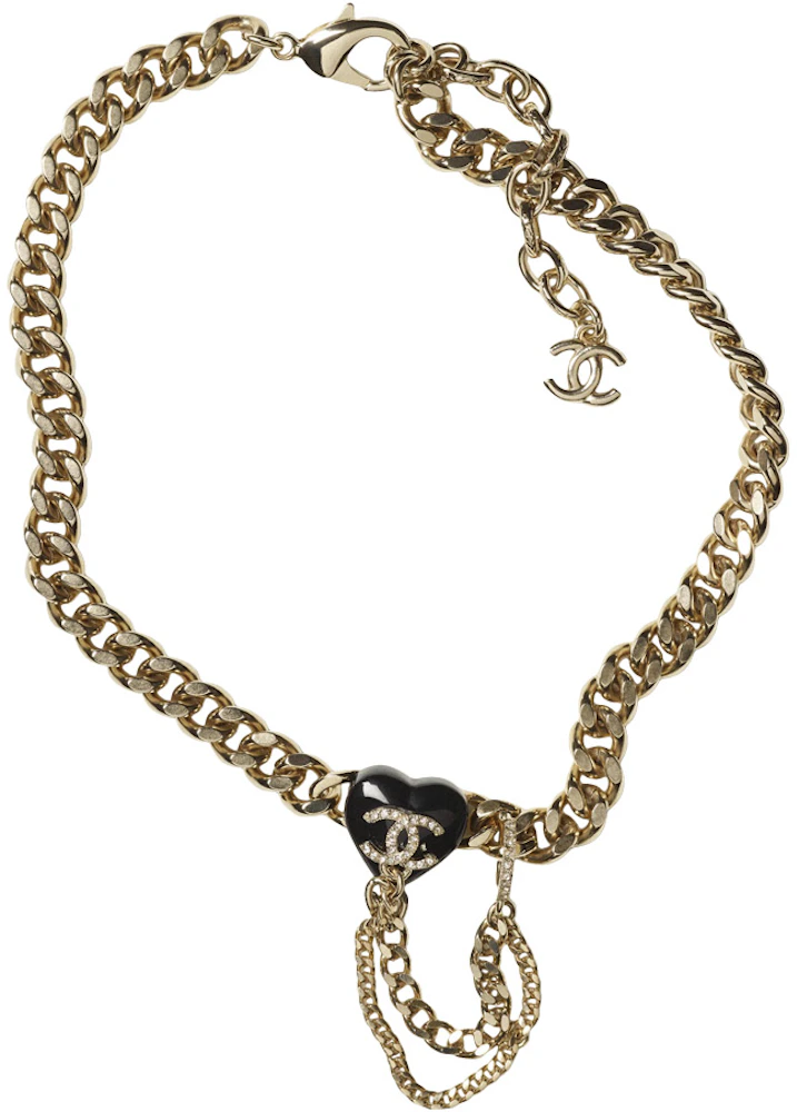Chanel 2023 Strass CC Choker Necklace - Clear, Gold-Plated Choker