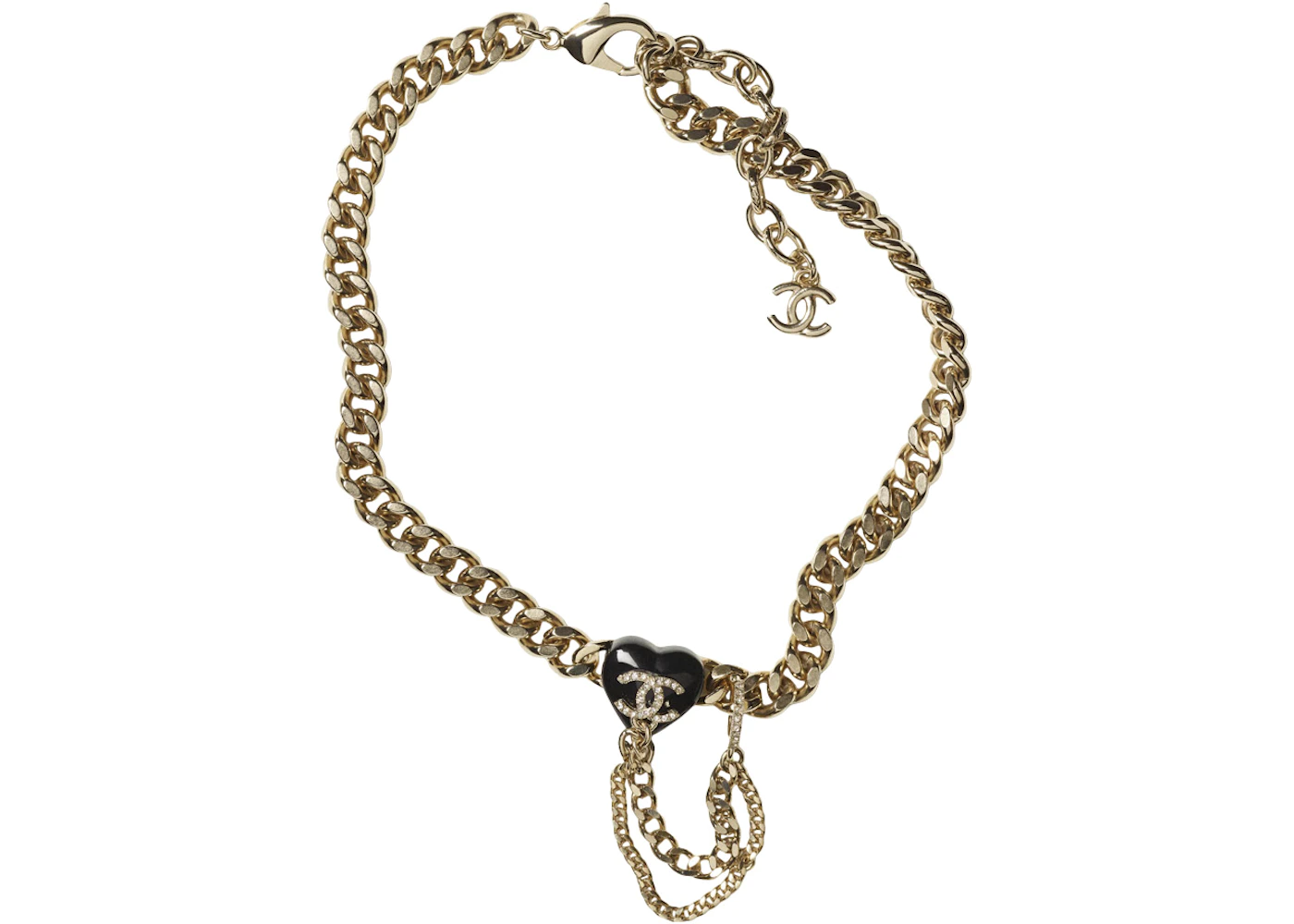 Chanel Choker Necklace AB9405 Gold/Black in Gold Metal/Resin/Crystal with  Gold-tone - US