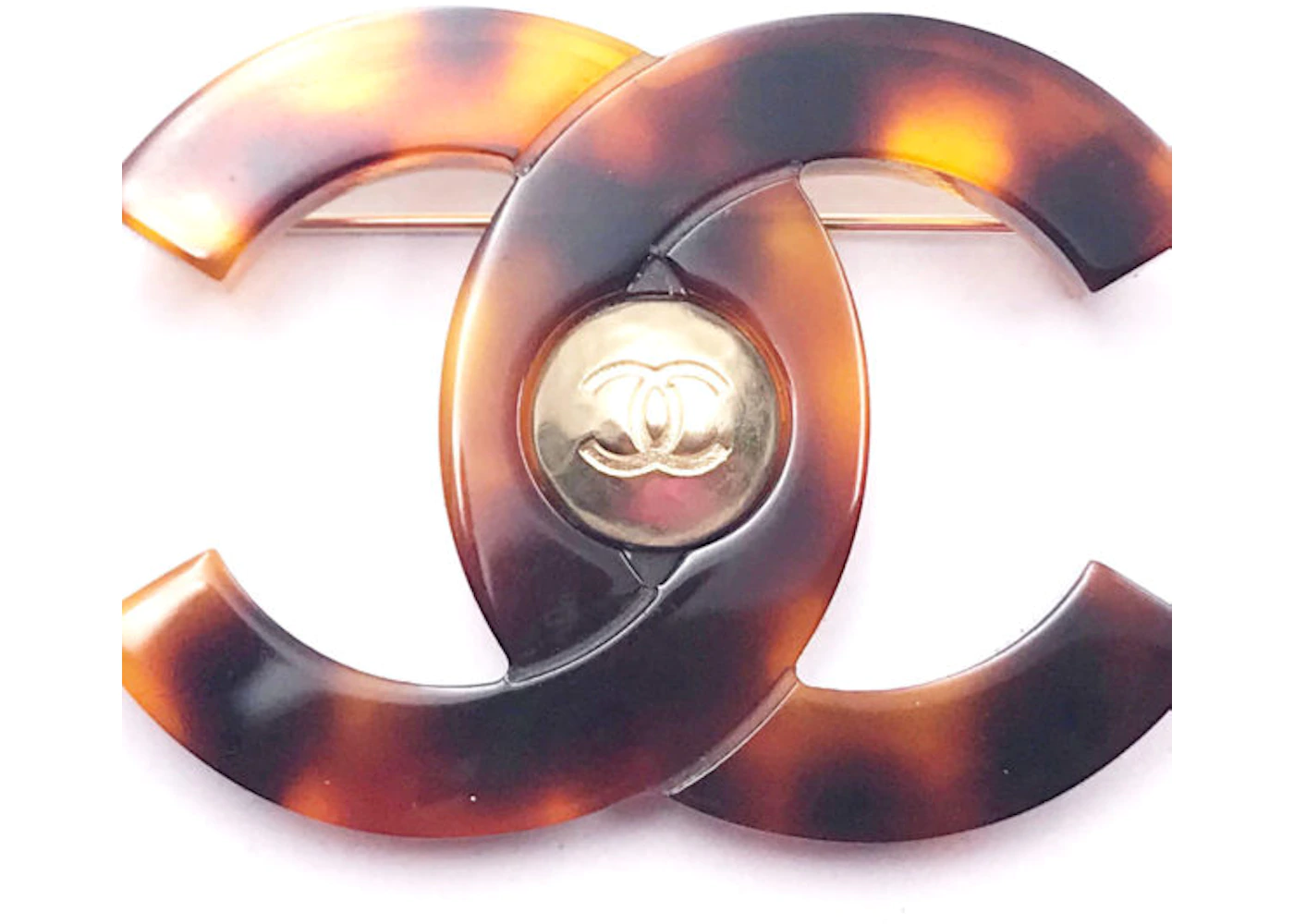 Chanel Vintage Turn-Lock Logo Brooch (Silver)