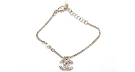Chanel Classic CC Crystal Pearl Bracelet Gold