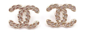 Chanel Classic CC Turnlock Crystal Earrings Gold/Silver