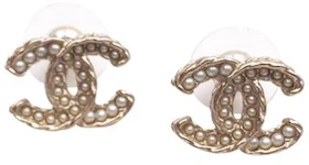 Chanel Classic CC Turnlock Earrings Faux Pearl Gold/Pearl