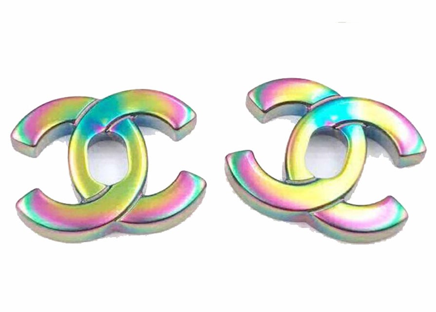 Silver & Crystal 'CC' Turnlock Keychain
