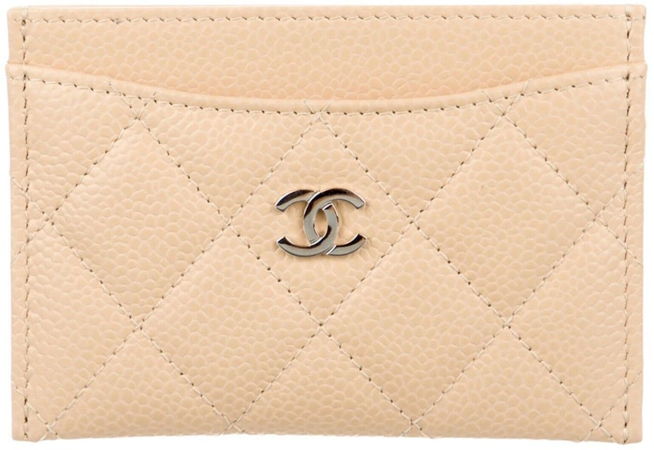Chanel Classic Card Holder AP0213 Beige in Shiny Grained Calfskin