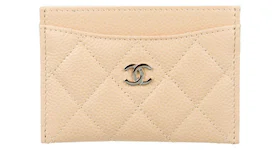 Chanel Classic Card Case Holder Beige/Silver