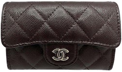 CHANEL Caviar Quilted Card Holder Wallet Black 1299835