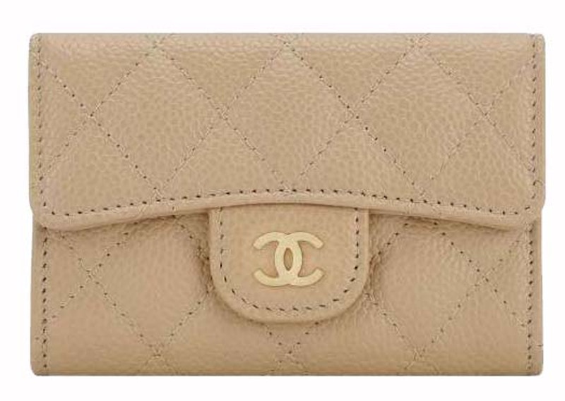 Pre-owned Chanel Women's Classic Card Holder In Beige (ap0214)