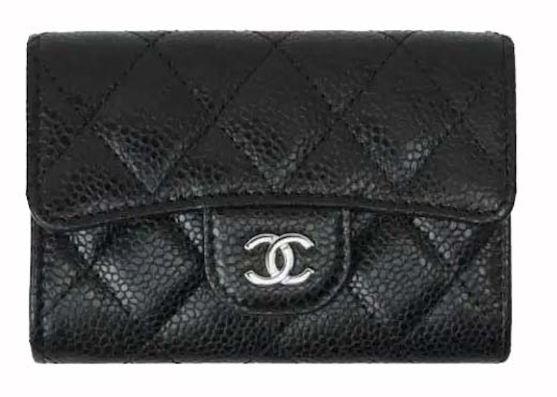 Chanel Classic Card Holder Quilted Silver-tone Black in Lambskin 