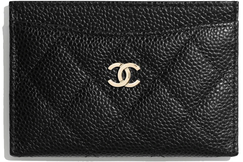 chanel classic card holder black in grained calfskin with gold tone chanel classic card holder