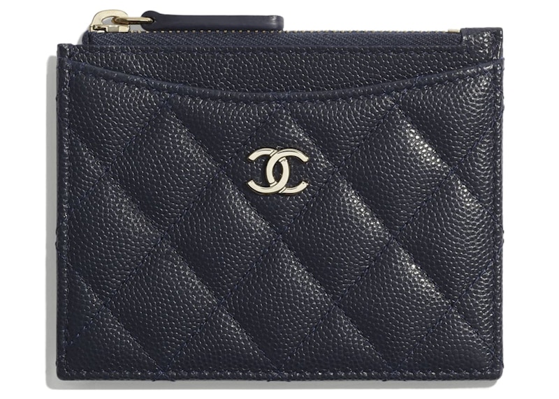 chanel classic card holder grained calfskin