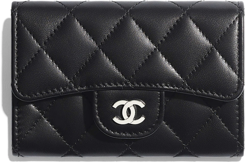 Chanel Classic Card Holder Quilted Silver-tone Black in Lambskin with  Silver-tone - GB