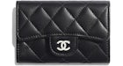 Chanel Classic Card Holder Quilted Silver-tone Black