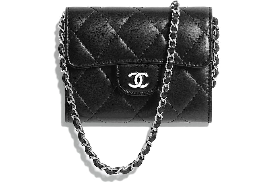 Chanel Classic Clutch With Chain Quilted Lambskin Silver-tone