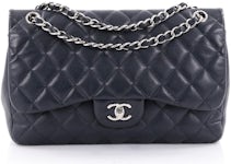 Chanel Black Quilted Caviar Jumbo Classic Double Flap Gold Hardware,  2017-2018 Available For Immediate Sale At Sotheby's
