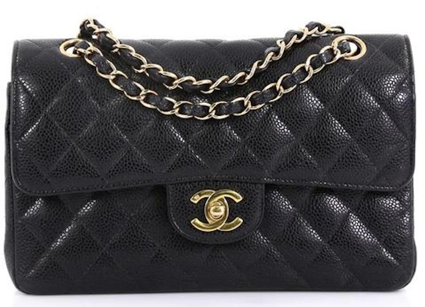 Chanel Classic Double Flap Quilted Caviar Gold-tone Medium Beige Clair - US