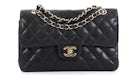 Chanel Classic Double Flap Matelassé Caviar Doré Petit Noir