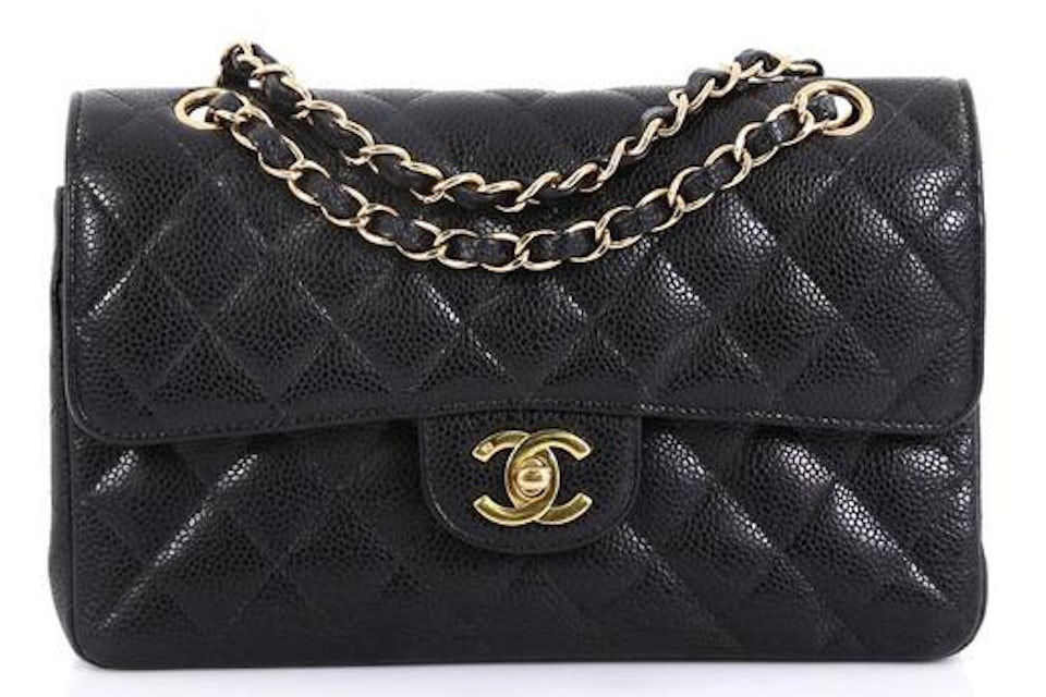 Chanel Classic Double Flap Quilted Caviar Gold-tone Small Black in Caviar  Leather with Gold-tone - US