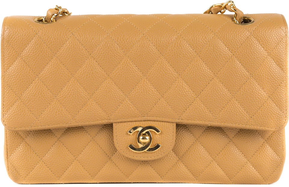 Chanel Vintage Classic Medium Double Flap Dark Beige Quilted