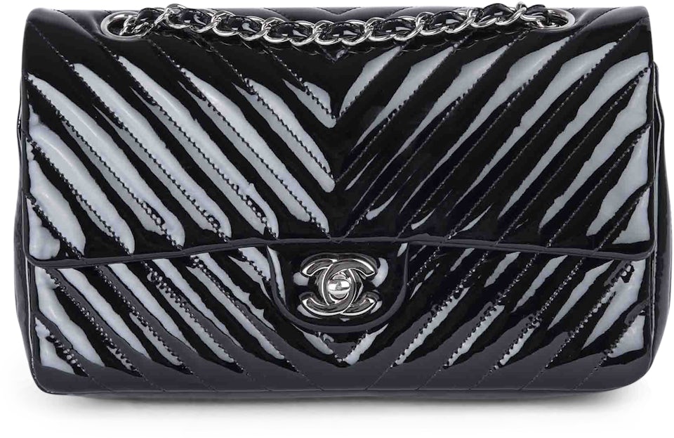 Chanel Classic Double Flap Quilted Caviar Silver-tone Small Black