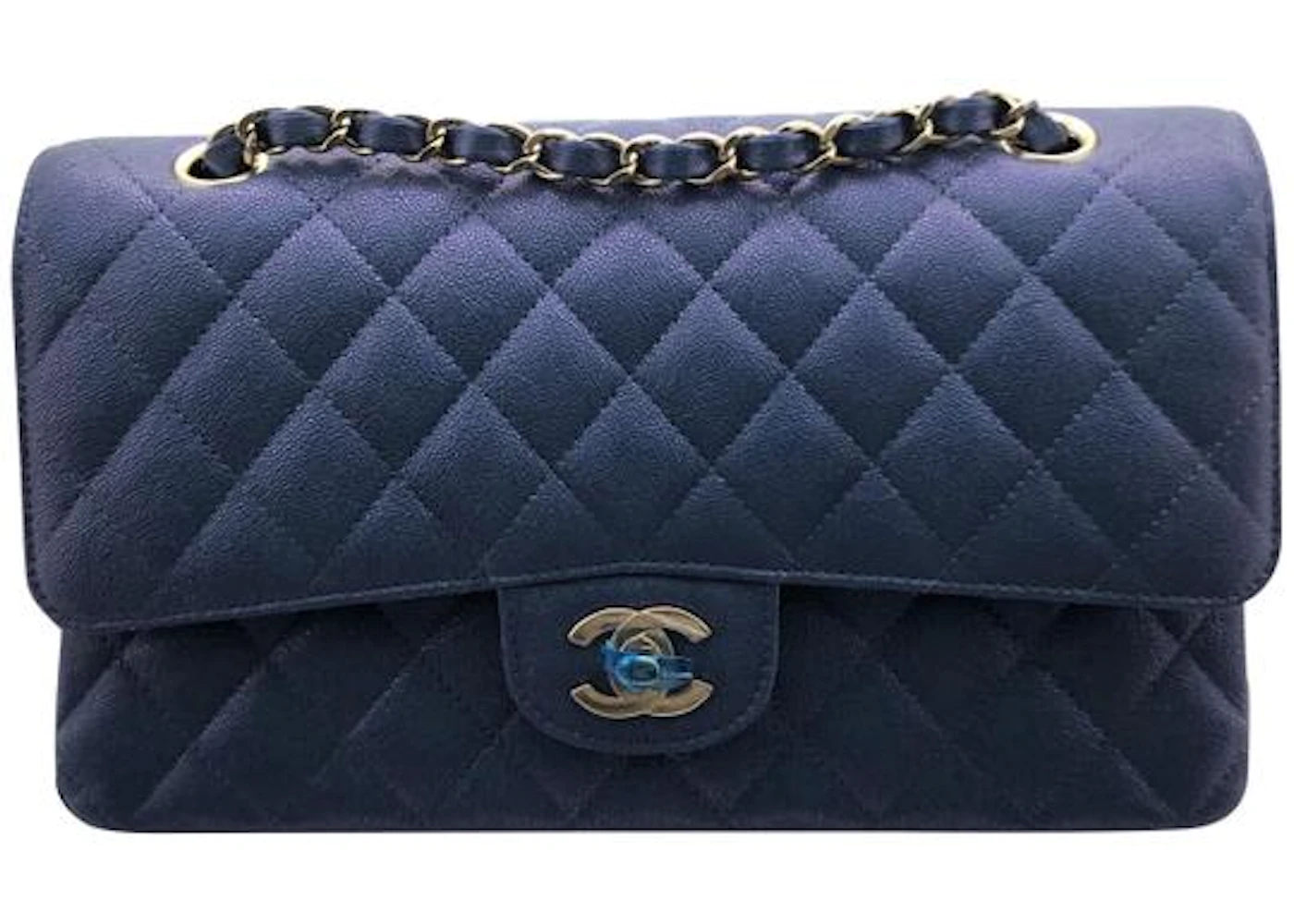 Chanel Classic Double Flap Quilted Iridescent Caviar Gold-tone