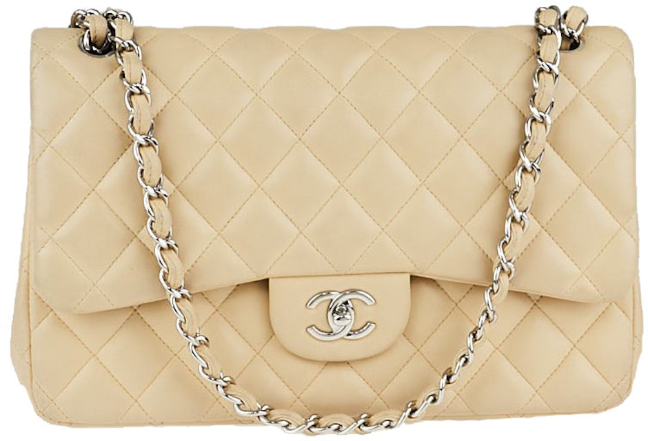 Chanel Classic Double Flap Quilted Jumbo Beige - US