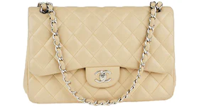 Chanel Classic Double Flap Quilted Jumbo Beige