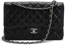 Chanel Black Quilted Caviar Medium Classic Double Flap Gold