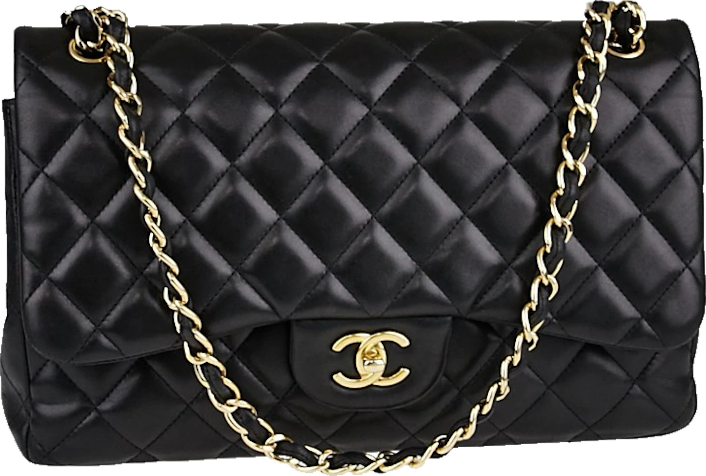 Chanel Black Quilted Lambskin Jumbo Classic Double Flap Silver