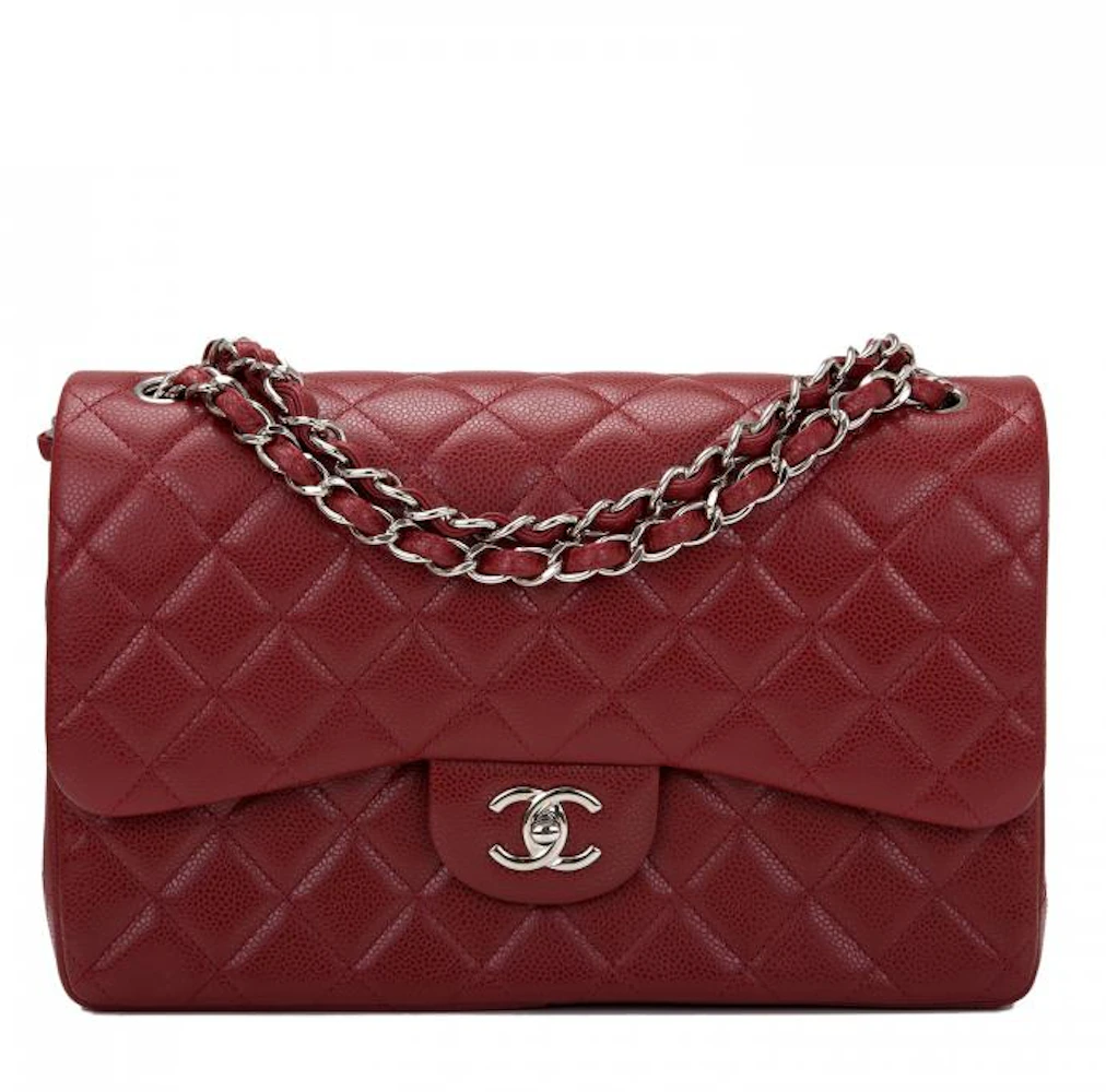 Chanel Classic Medium Double Flap Quilted Leather Shoulder Bag Red