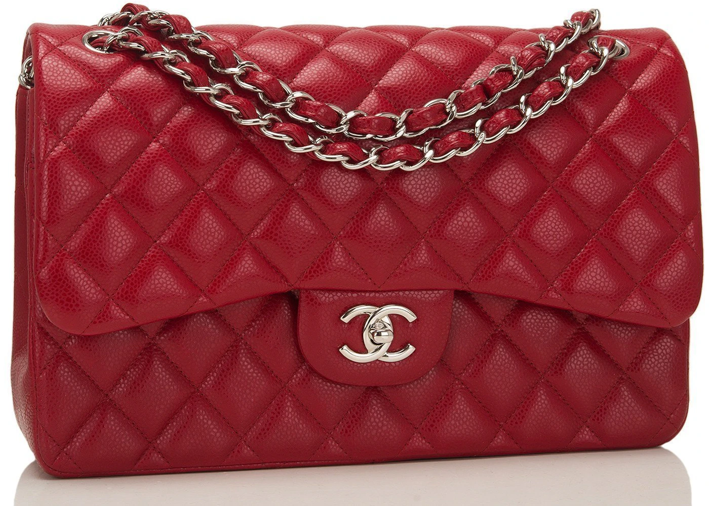 Chanel Pink Quilted Chevron Leather Classic Medium Double Flap Bag