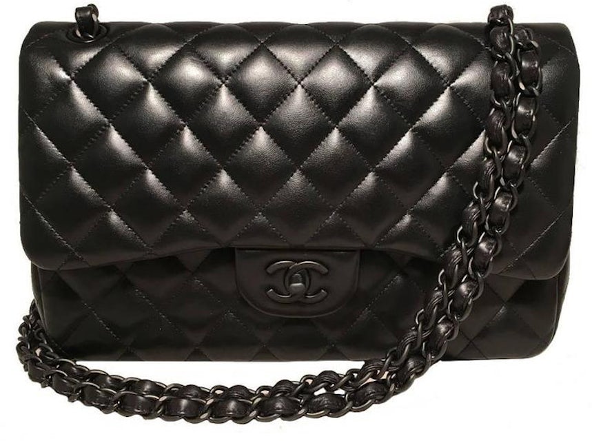 Chanel Classic Double Flap Quilted Lambskin 2.55 Jumbo So Black in