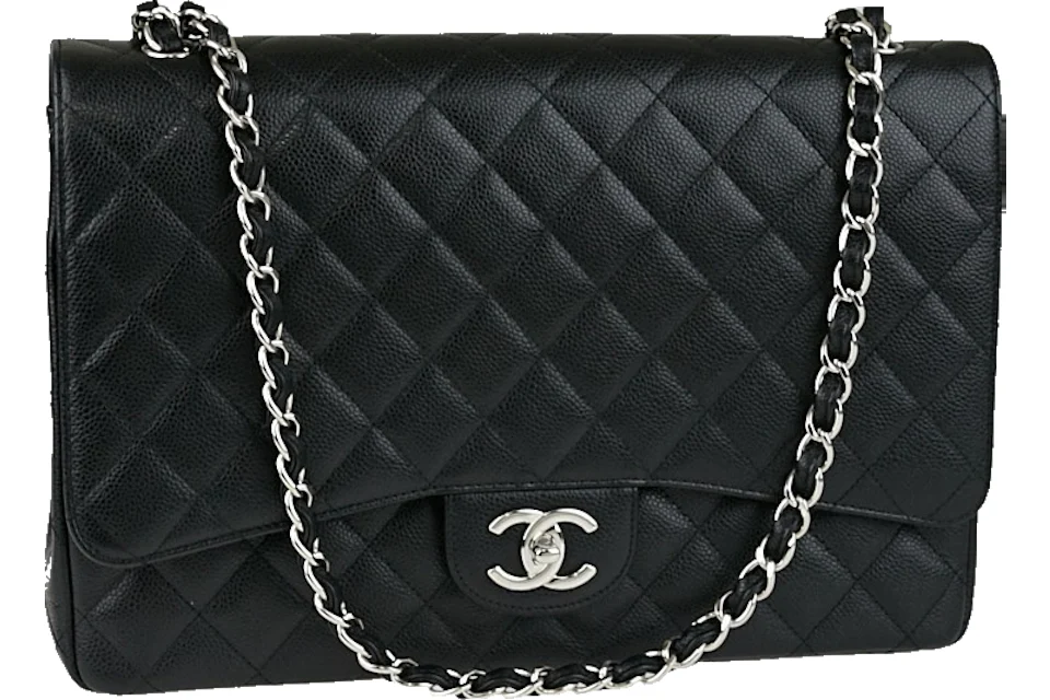Chanel Classic Double Flap Quilted Maxi Caviar Black