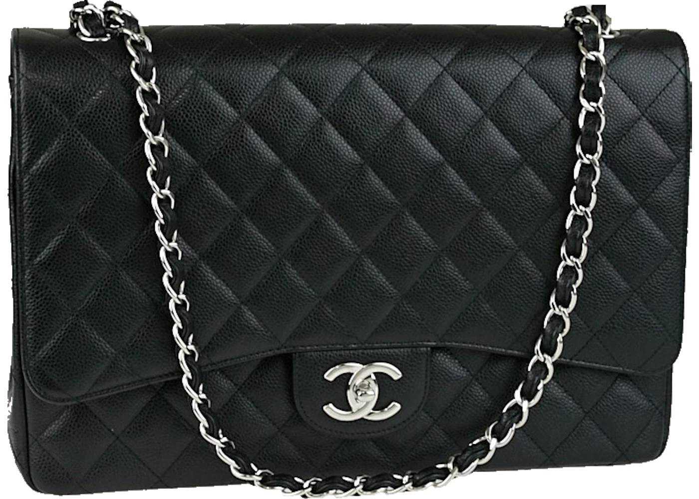 Chanel Classic Double Flap Quilted Maxi Caviar Black in Caviar
