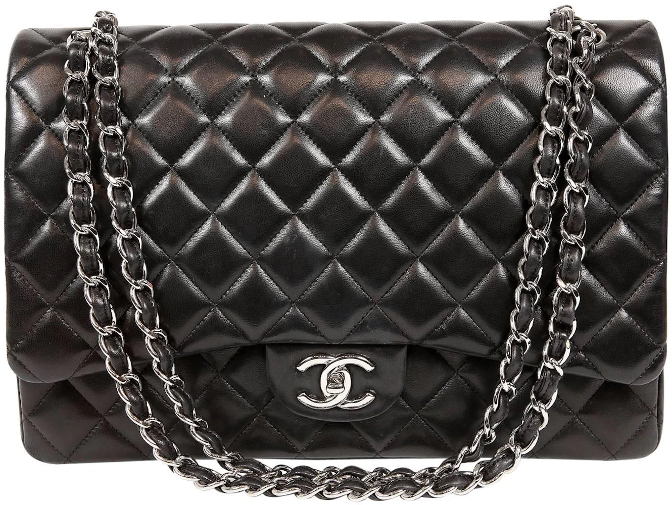 Chanel Chevron Lambskin Leather Maxi Double Flap Red with Gold Hardware