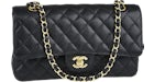 Chanel Classic Double Flap Matelassé Caviar Doré Moyen Noir