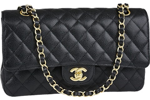 Chanel classic flap bag medium black caviar sale
