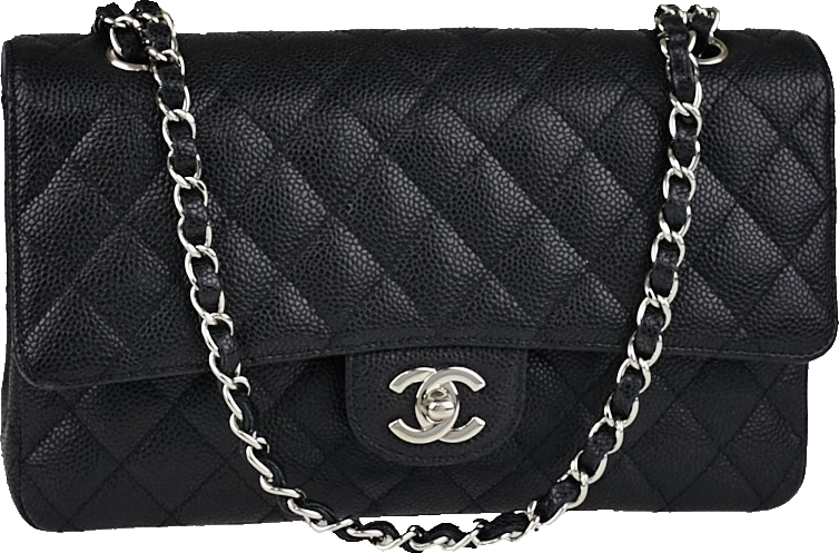 Chanel Classic Bag Medium Black Silver  Nice Bag