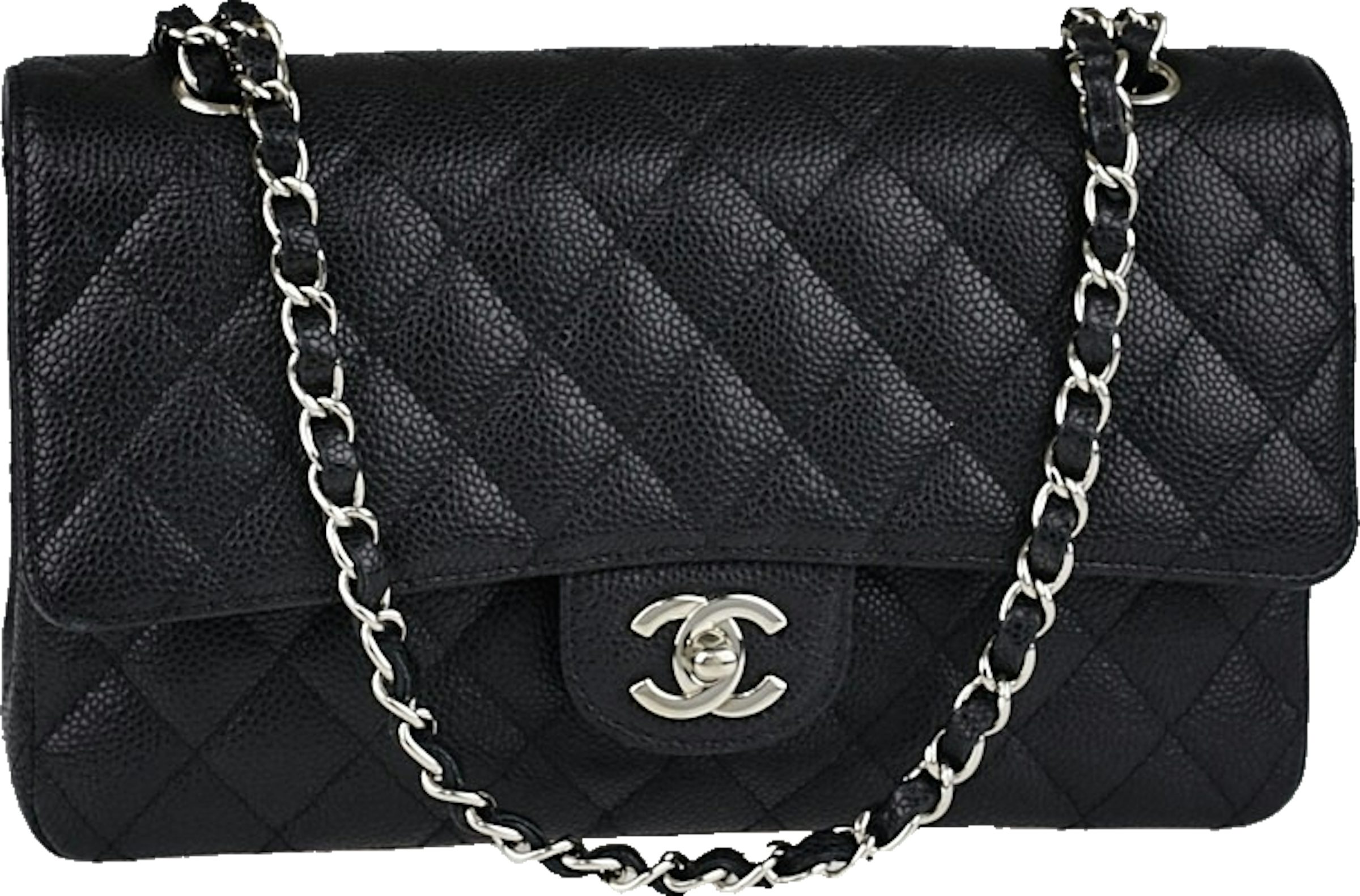 Chanel Classic Double Flap M/L Black Caviar Silver Hardware – Coco