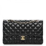 Chanel Classic Black Quilted Caviar Leather Classic Medium Double Flap –  Italy Station